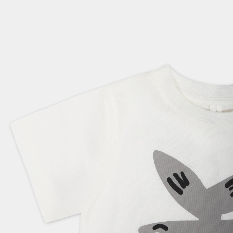 Stella McCartney Baby White T-Shirt with Hammerhead Shark Print Stella McCartney Baby White T-Shirt with Hammerhead Shark Print
