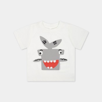 Stella McCartney Βρεφικό Λευκό μπλουζάκι με σφυροκέφαλο καρχαρία 