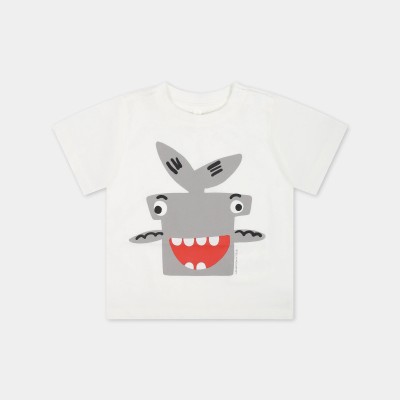 Stella McCartney Baby White T-Shirt with Hammerhead Shark Print Stella McCartney Baby White T-Shirt with Hammerhead Shark Print