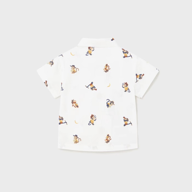 Baby White Shirt With Monkeys Mayoral Baby White Shirt With Monkeys Mayoral