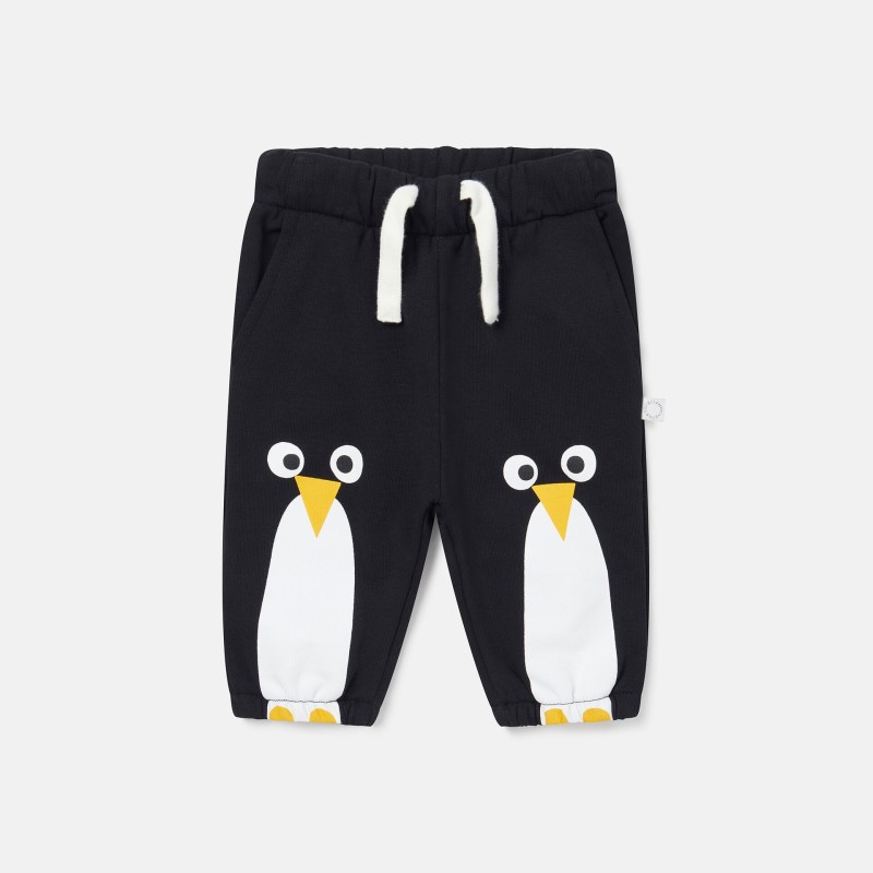 Baby Black Jogger with Penguin Pattern Stella McCartney