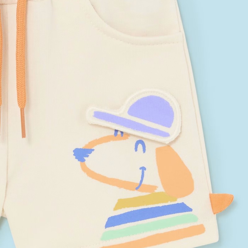 Baby Beige Shorts With Dog Mayoral Baby Beige Shorts With Dog Mayoral