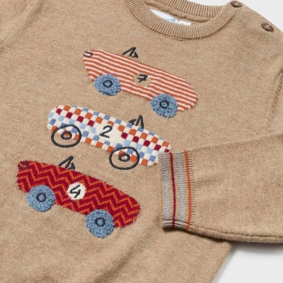 Baby Beige Jersey Pullover With Cars Mayoral Baby Beige Jersey Pullover With Cars Mayoral