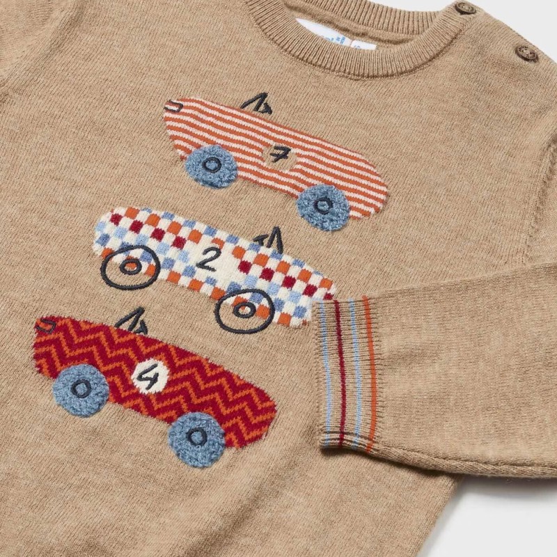 Baby Beige Jersey Pullover With Cars Mayoral Baby Beige Jersey Pullover With Cars Mayoral