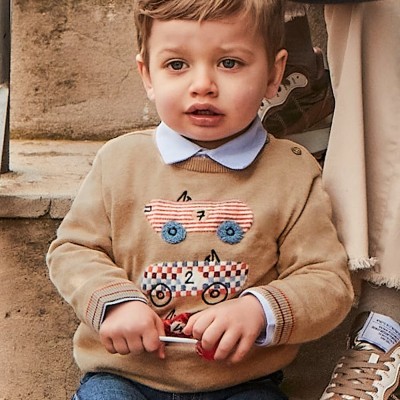 Baby Beige Jersey Pullover With Cars Mayoral Baby Beige Jersey Pullover With Cars Mayoral