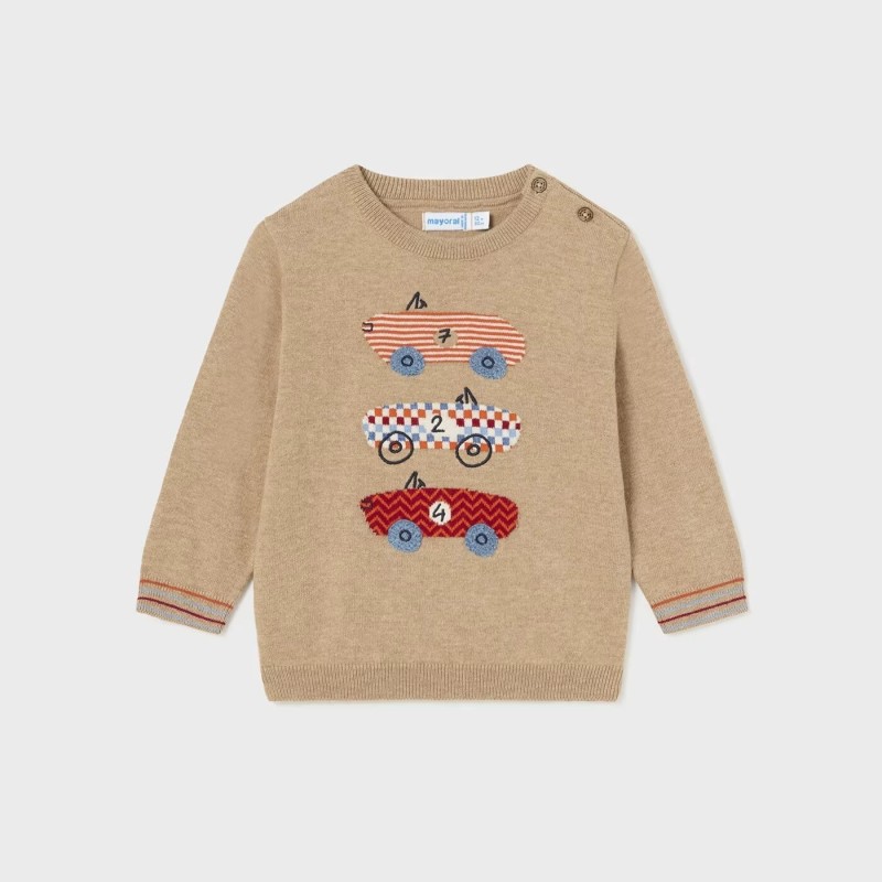 Baby Beige Jersey Pullover With Cars Mayoral Baby Beige Jersey Pullover With Cars Mayoral