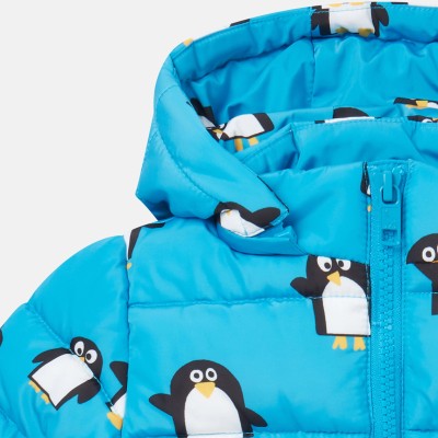 Baby Blue Puffer Jacket With Penguins Stella McCartney
