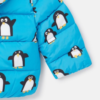 Baby Blue Puffer Jacket With Penguins Stella McCartney