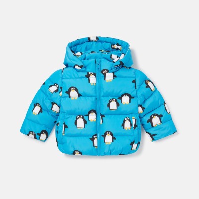 Baby Blue Puffer Jacket With Penguins Stella McCartney