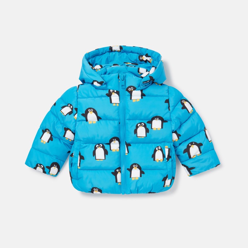 Baby Blue Puffer Jacket With Penguins Stella McCartney