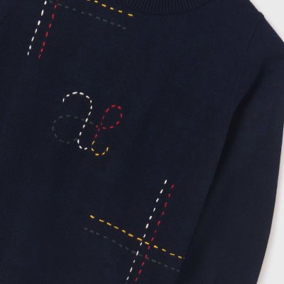 Baby Blue Jacquard Jumper With Abel & Lula Logo Baby Blue Jacquard Jumper With Abel & Lula Logo