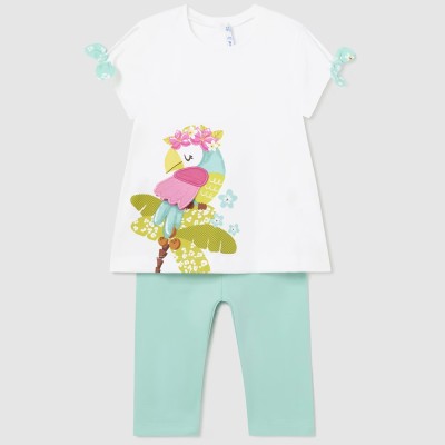 Baby Green Clothing Set Pink Parrot Mayoral