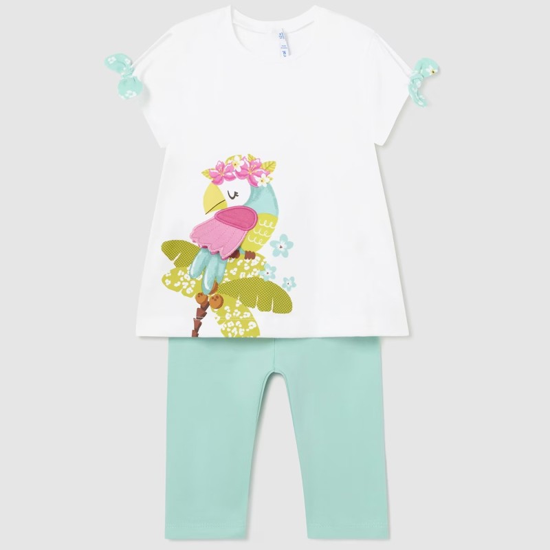 Baby Green Clothing Set Pink Parrot Mayoral