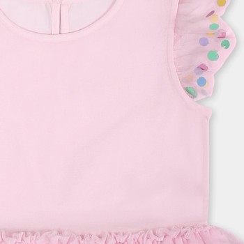 Stella McCartney Βρεφικό Ροζ Φόρεμα με Τούλι και Πουά Λεπτομέρειες