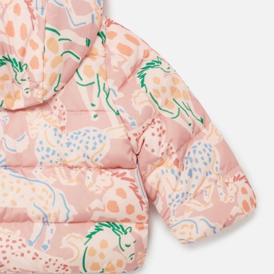 Baby Peach Pink Horse Print Puffer Coat Stella McCartney