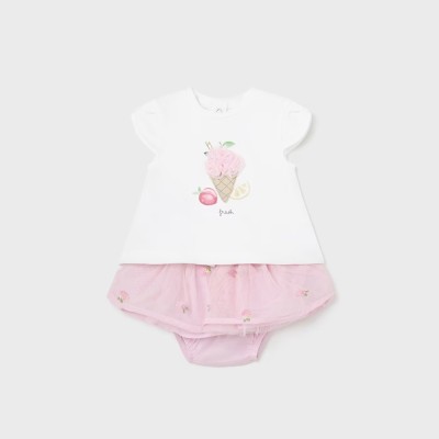 Βρεφικό Ροζ Σετ Ρούχων Με Παγωτά Mayoral