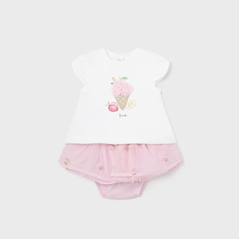 Βρεφικό Ροζ Σετ Ρούχων Με Παγωτά Mayoral