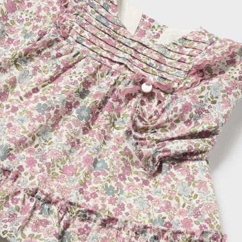 Βρεφικό Ροζ Σταμπωτό Φόρεμα Με Λουλούδια Mayoral