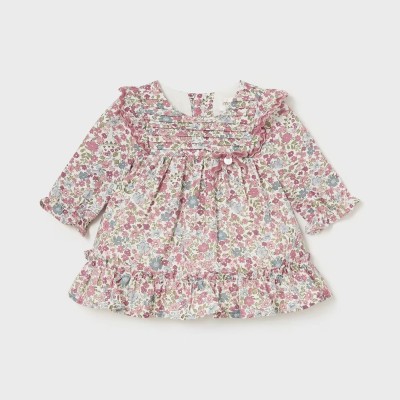 Baby Pink Floral Printed Dress Mayoral
