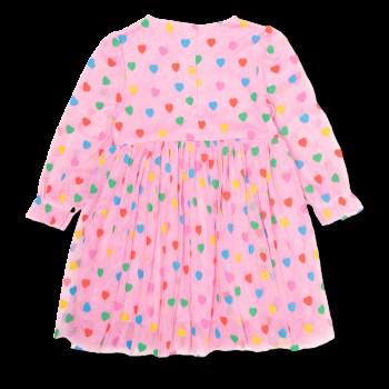 Baby Pink Tulle Dress With Multicolored Hearts Stella McCartney Baby Pink Tulle Dress With Multicolored Hearts Stella McCartney