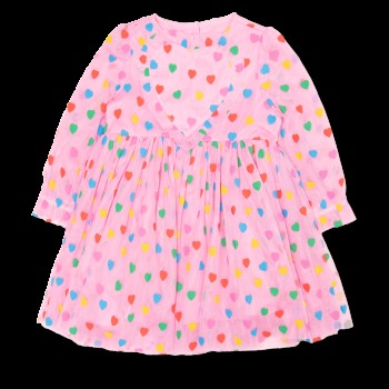 Baby Pink Tulle Dress With Multicolored Hearts Stella McCartney Baby Pink Tulle Dress With Multicolored Hearts Stella McCartney
