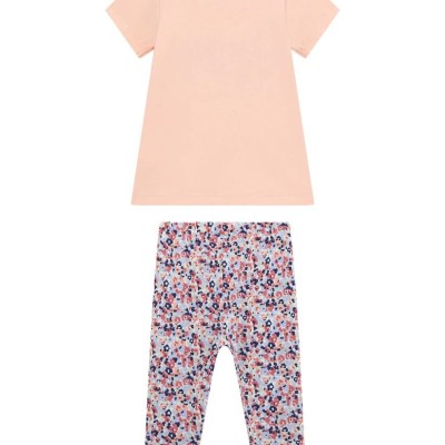 Baby Salmon Set With Floral Leggings Guess