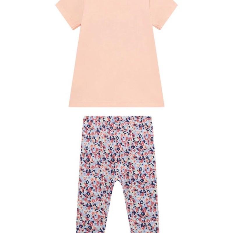 Baby Salmon Set With Floral Leggings Guess Baby Salmon Set With Floral Leggings Guess