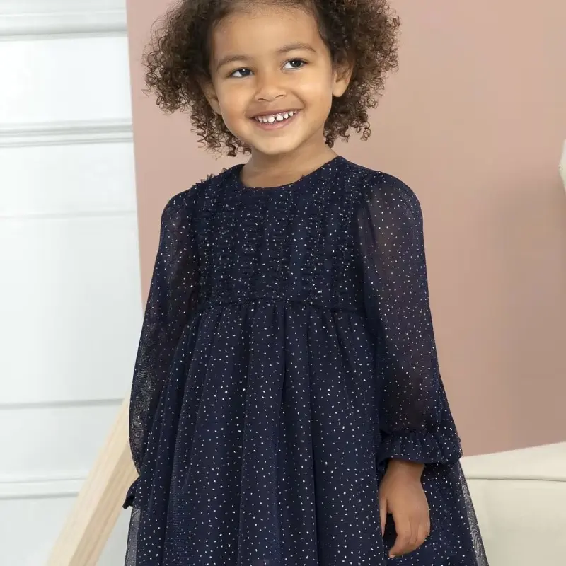 Baby Navy Blue Glitter Tulle Dress Abel and Lula Baby Navy Blue Glitter Tulle Dress Abel and Lula