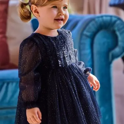 Baby Navy Blue Glitter Tulle Dress Abel and Lula Baby Navy Blue Glitter Tulle Dress Abel and Lula