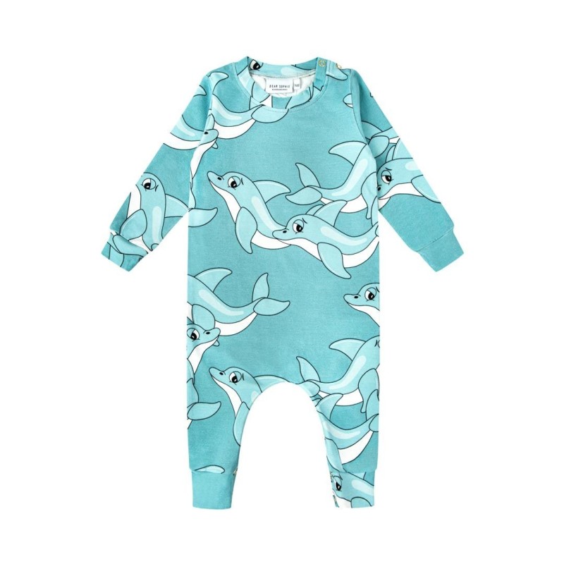 Dear Sophie Baby Blue Romper with Dolphins Dear Sophie Baby Blue Romper with Dolphins