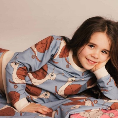 Dear Sophie Kids Blue Sleepwear Set with Snails