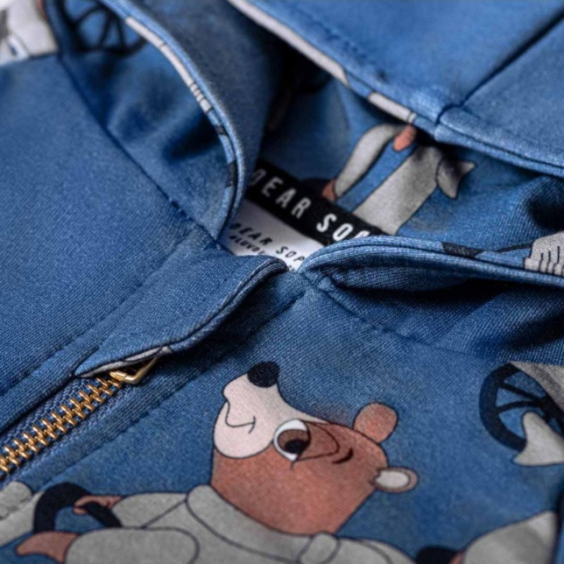 Dear Sophie Kids Motor bear Blue Hoodie Dear Sophie Kids Motor bear Blue Hoodie