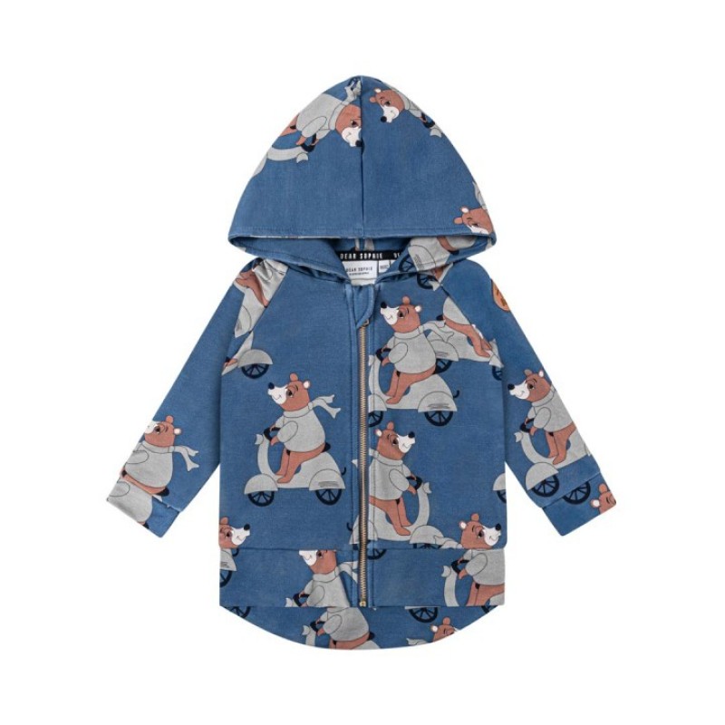 Dear Sophie Kids Motor bear Blue Hoodie Dear Sophie Kids Motor bear Blue Hoodie