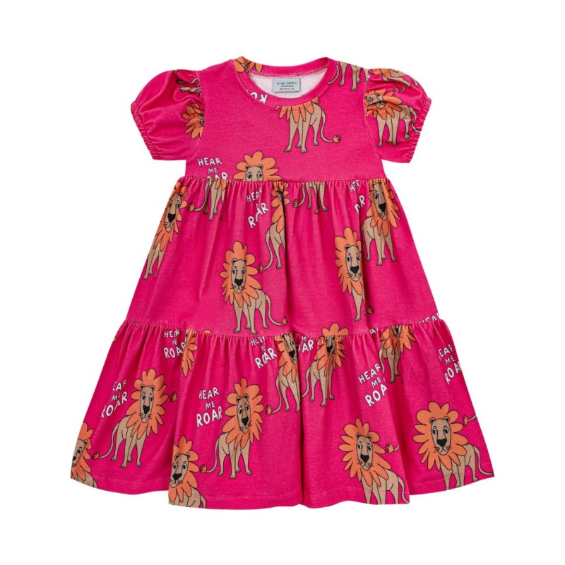 Dear Sophie Children's Lion Pink Puff Dress