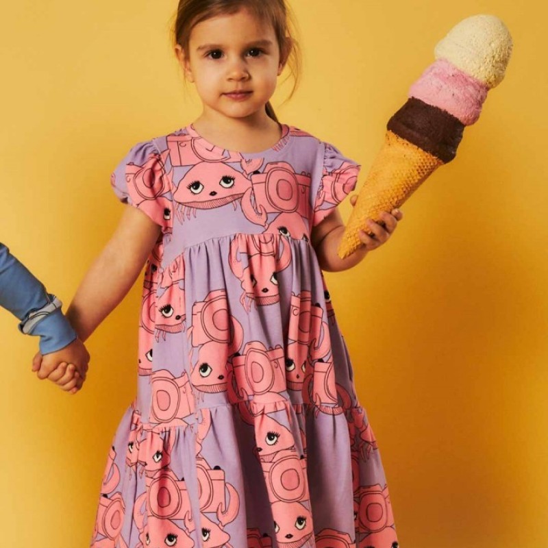 Dear Sophie Children's Purple Dress with Pink Crabs Dear Sophie Children's Purple Dress with Pink Crabs