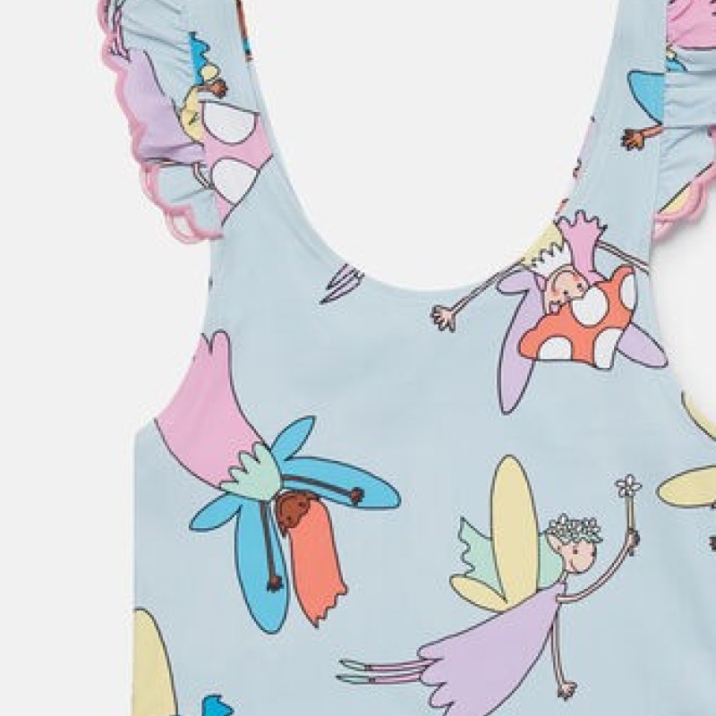 Fairies Print Frilled Swimsuit StellaMc Cartney