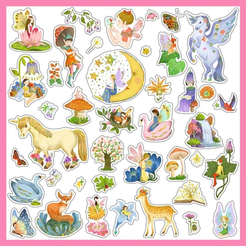 Girls Stickers On Tabs Unicorns-Fairies Djeco Girls Stickers On Tabs Unicorns-Fairies Djeco