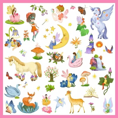 Girls Stickers On Tabs Unicorns-Fairies Djeco