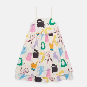 Λευκό Φόρεμα Με Γάτες Stella Mc Cartney