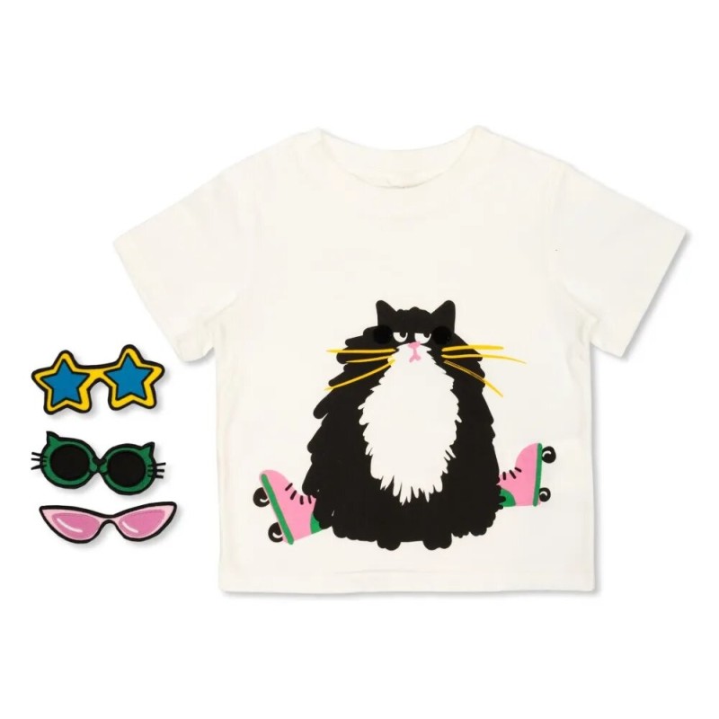 White T-shirt With Cat Stella Mc Cartney White T-shirt With Cat Stella Mc Cartney