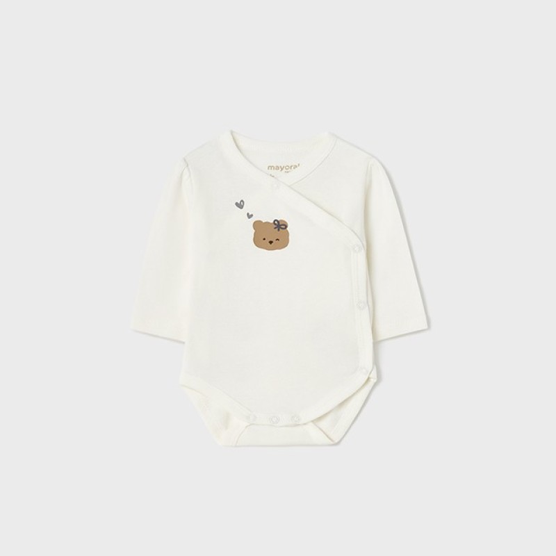 Mayoral Baby Ecru Rompers with Teddy Bear and Hearts