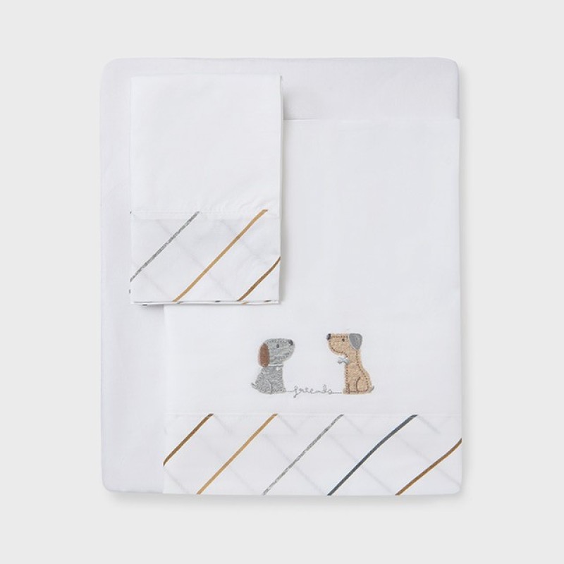 Mayoral Baby White Sheets for Cot with Dogs Mayoral Baby White Sheets for Cot with Dogs