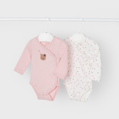 Mayoral Baby Pink Rompers with Teddy Bear and Hearts