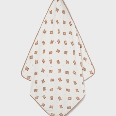 Mayoral Baby Cotton Ecru Bath Towel With Teddy Bears