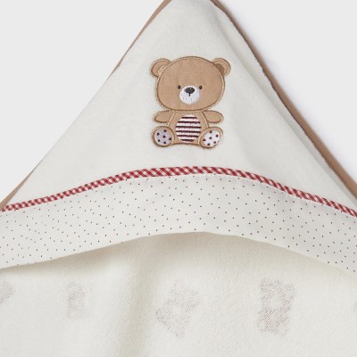 Mayoral Baby Cotton Ecru Bath Towel With Teddy Bears