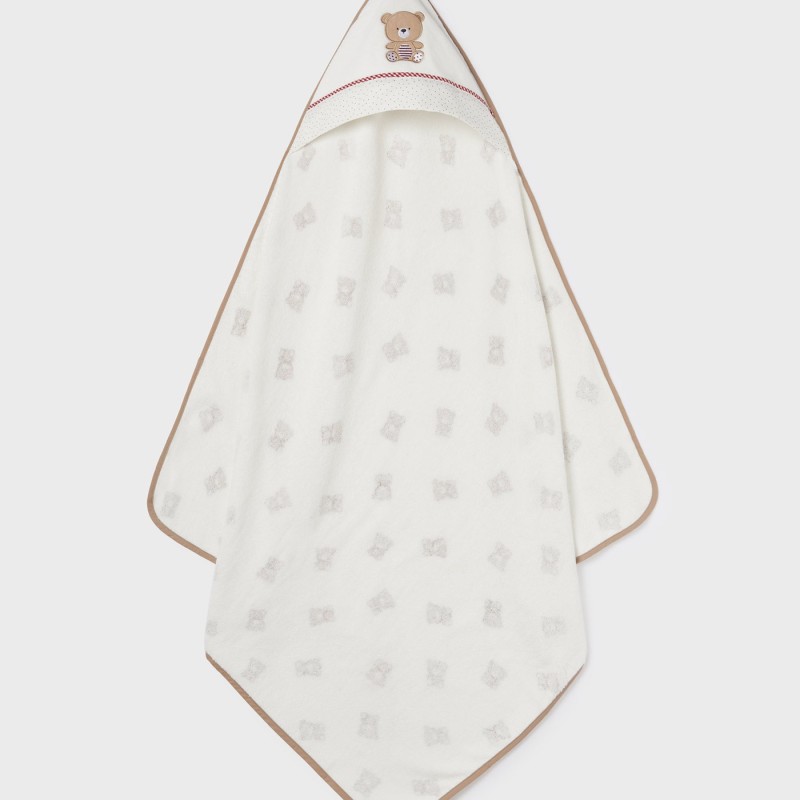 Mayoral Baby Cotton Ecru Bath Towel With Teddy Bears