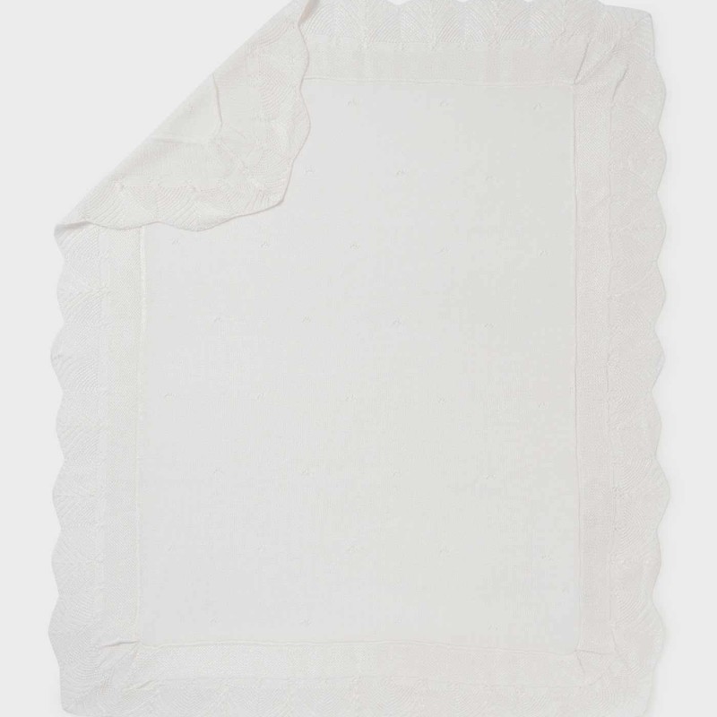 Mayoral Baby Ecru Shawl Blanket With Ruffles Mayoral Baby Ecru Shawl Blanket With Ruffles