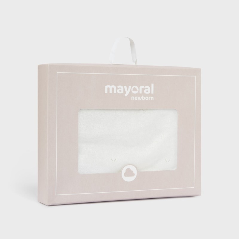 Mayoral Baby Ecru Shawl Blanket With Ruffles Mayoral Baby Ecru Shawl Blanket With Ruffles