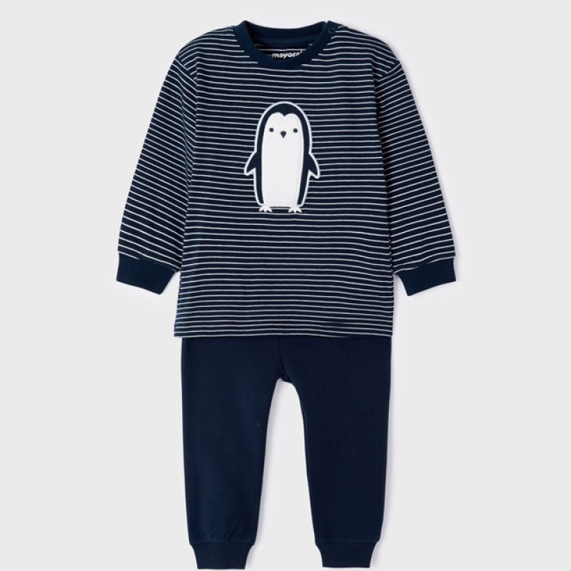Mayoral Infant Blue Cotton Pajamas with Penguin