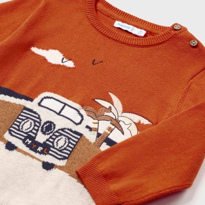 Mayoral Infant Orange Jersey Blouse with wolkswagen van